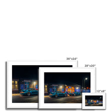 Load image into Gallery viewer, Turquoise Porsches Framed & Mounted Print