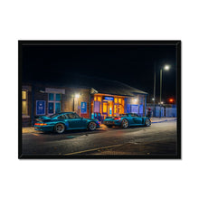 Load image into Gallery viewer, Turquoise Porsches Framed Print