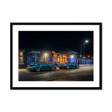 Load image into Gallery viewer, Turquoise Porsches Framed & Mounted Print
