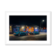 Load image into Gallery viewer, Turquoise Porsches Framed & Mounted Print