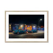 Load image into Gallery viewer, Turquoise Porsches Framed & Mounted Print